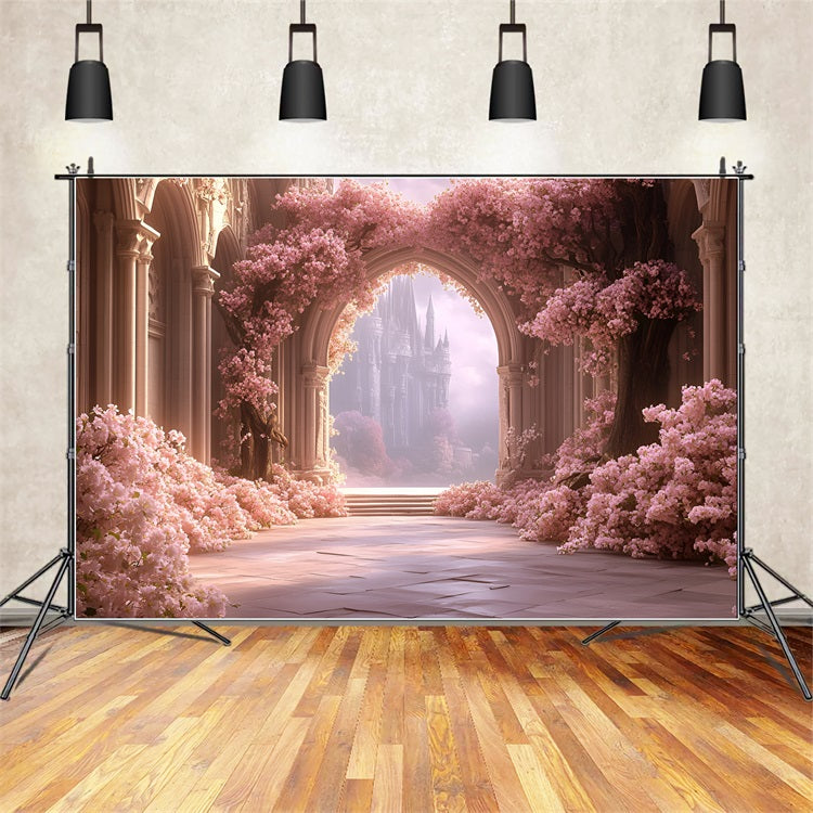 Spring Backdrops Pictures Pink Bloom Arch Scene Backdrop UK LXX1-163