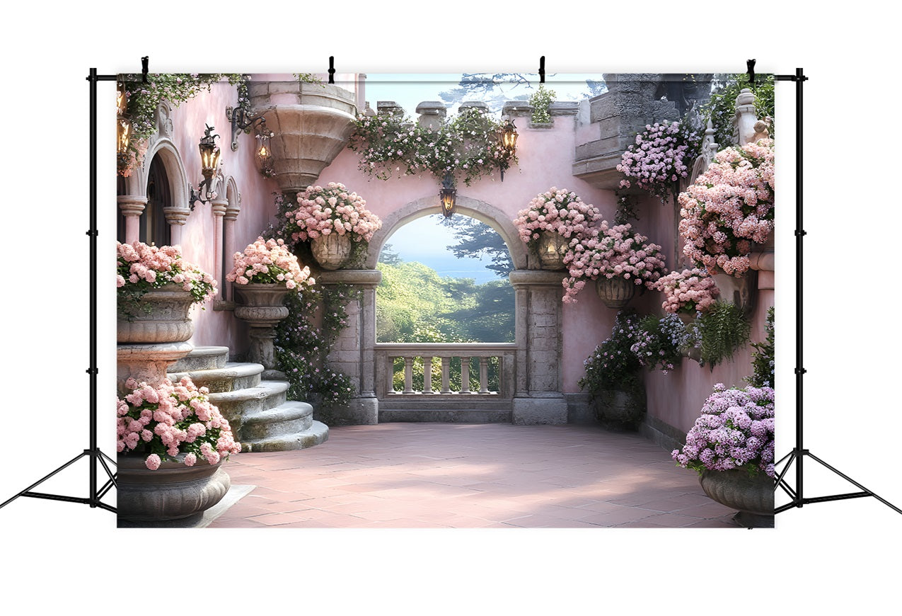 Spring Backdrop Flowers Garden Arch Castle Backdrop UK LXX1-164