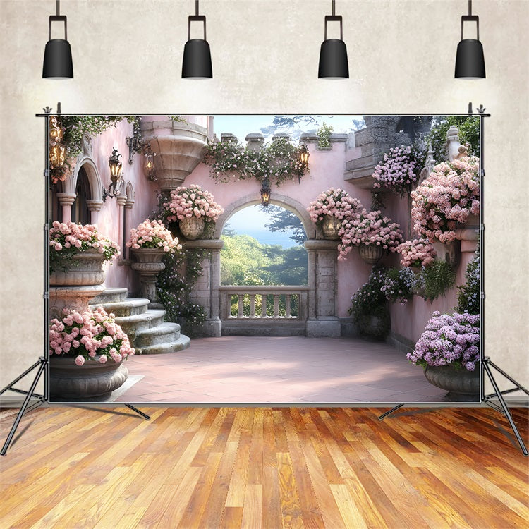 Spring Backdrop Flowers Garden Arch Castle Backdrop UK LXX1-164