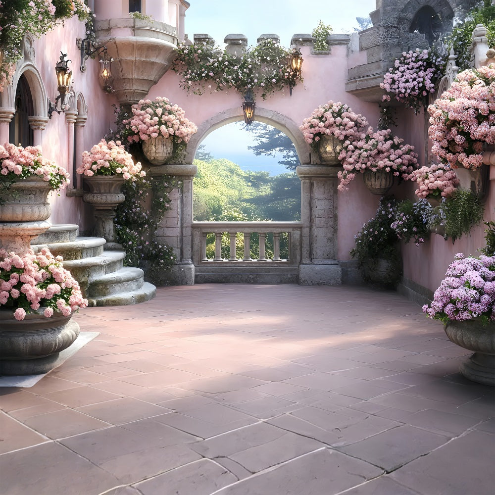 Spring Backdrop Flowers Garden Arch Castle Backdrop UK LXX1-164