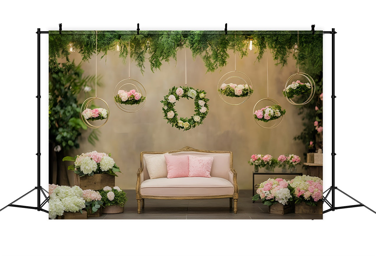 Spring Flower Backdrop Hanging Cozy Pastel Lounge Backdrop UK LXX1-169