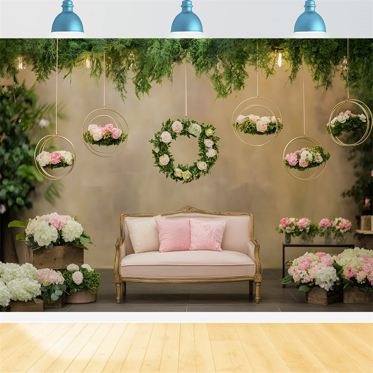 Spring Flower Backdrop Hanging Cozy Pastel Lounge Backdrop UK LXX1-169