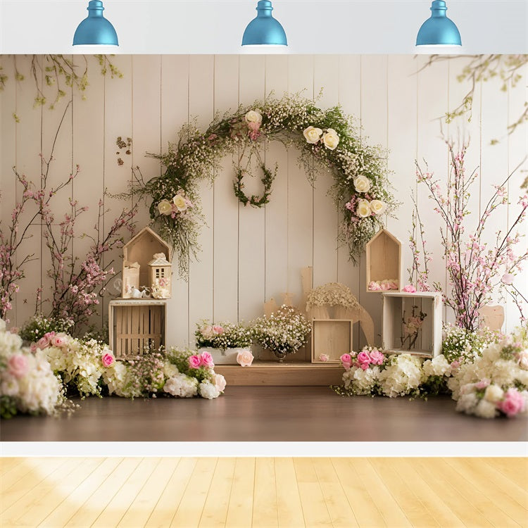 Photo Backdrop Spring Rose Arch Light Pastel Backdrop UK LXX1-170