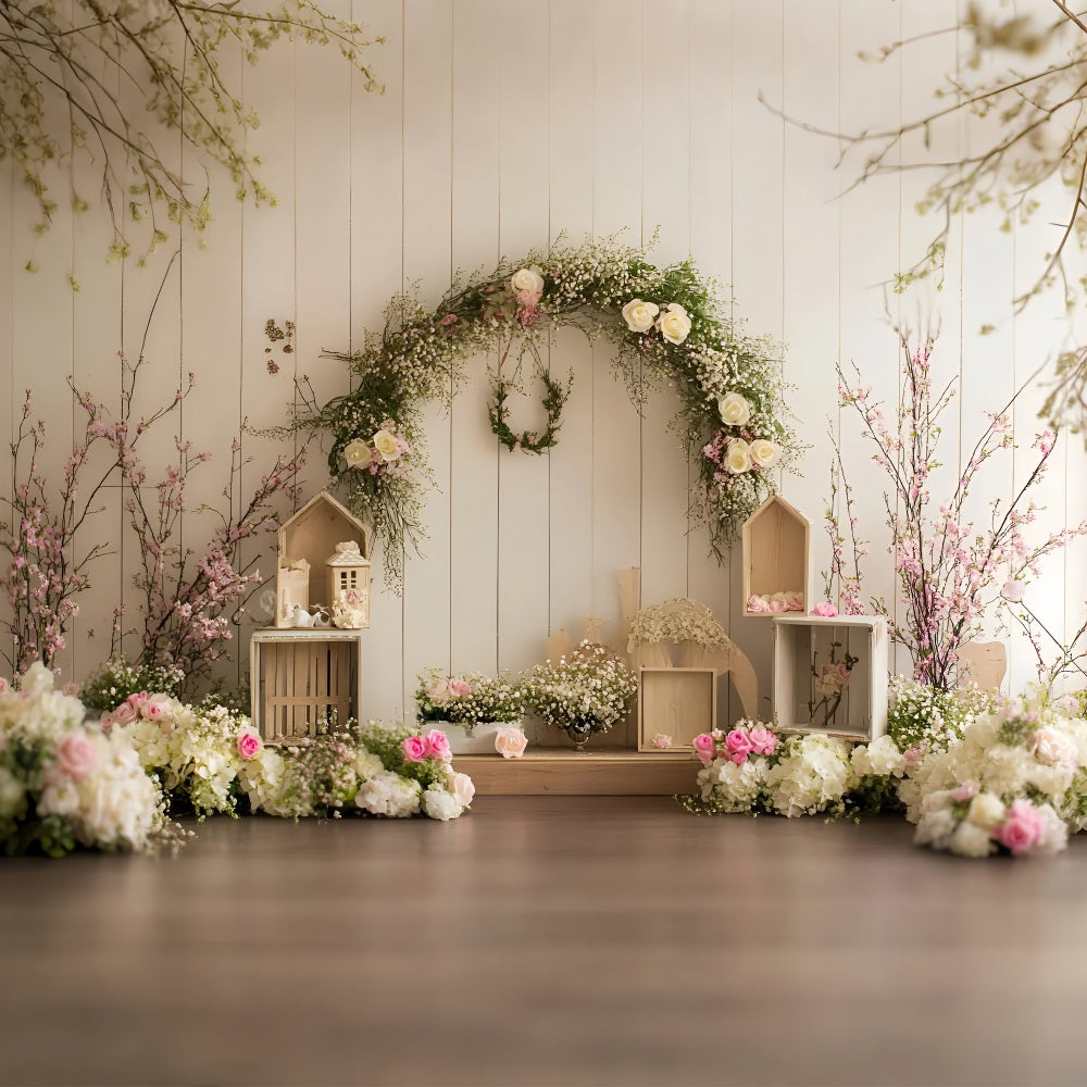 Photo Backdrop Spring Rose Arch Light Pastel Backdrop UK LXX1-170