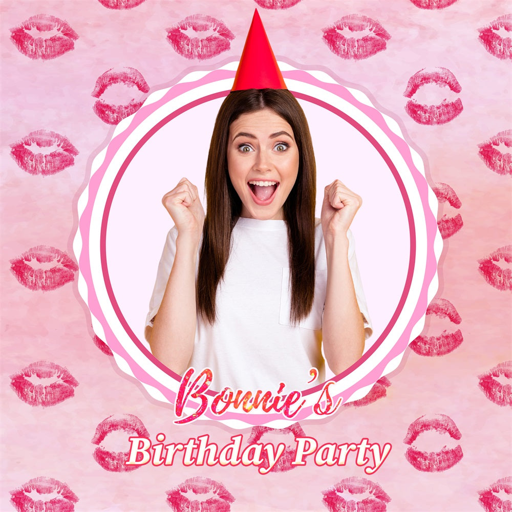 Custom Birthday Backdrops Pink Girl Kiss Celebration Backdrop UK LXX1-201