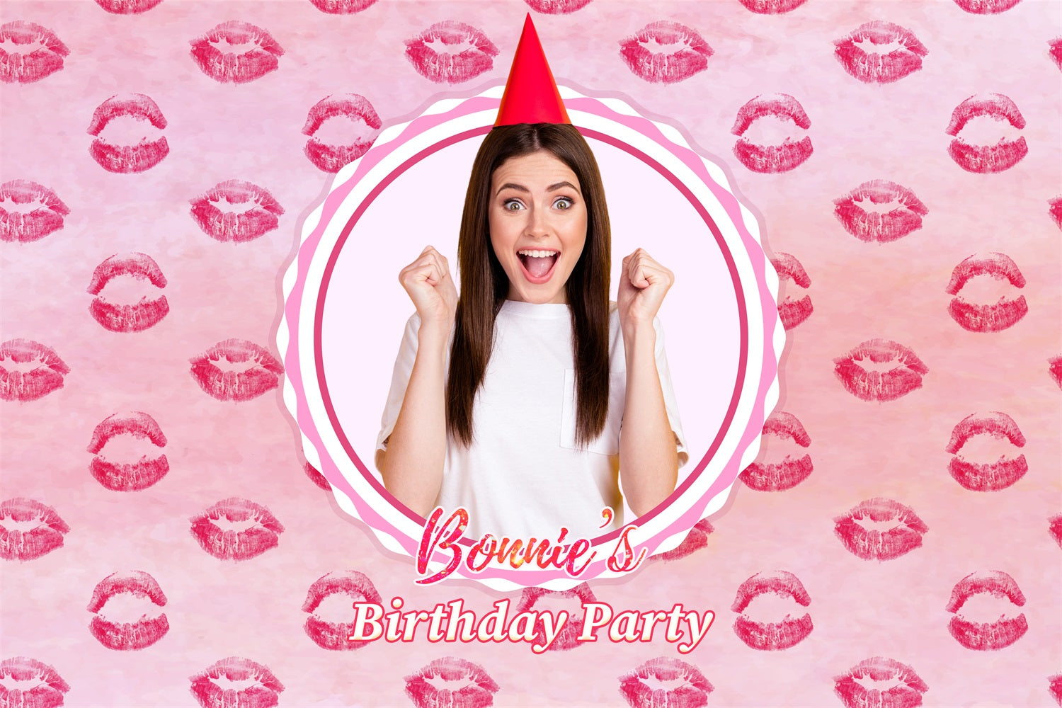 Custom Birthday Backdrops Pink Girl Kiss Celebration Backdrop UK LXX1-201