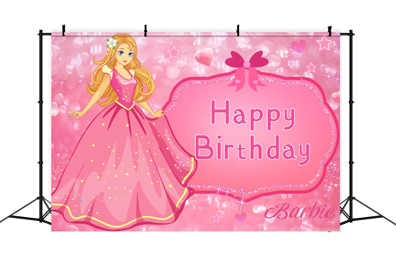 Custom Birthday Backdrop Fashion Doll Sparkling Pink Backdrop UK LXX1-203