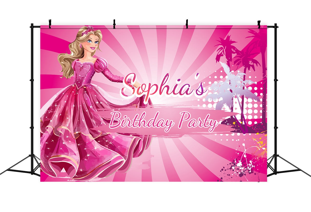 Customized Backdrop For Birthday Party Barbie Princess Glamour Backdrop UK LXX1-204