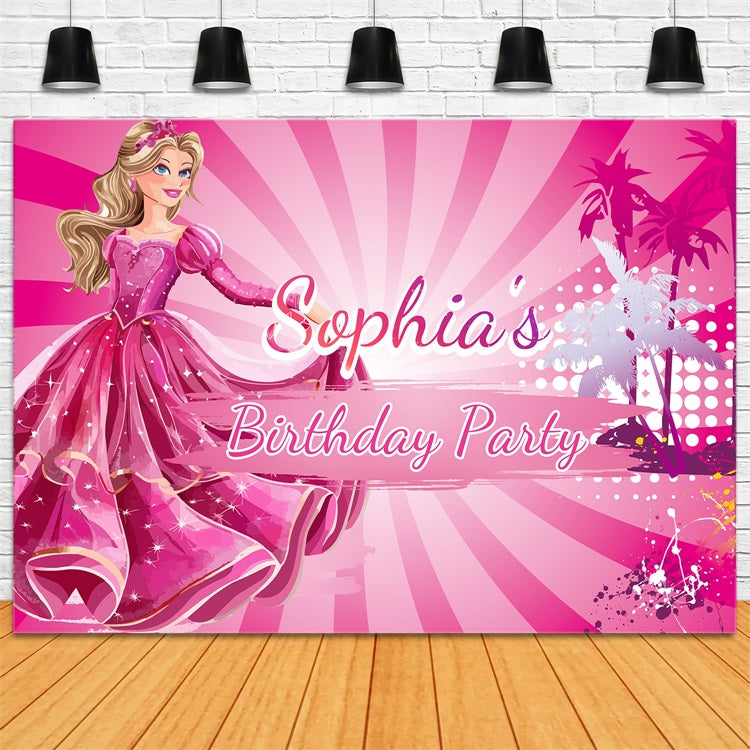 Customized Backdrop For Birthday Party Barbie Princess Glamour Backdrop UK LXX1-204