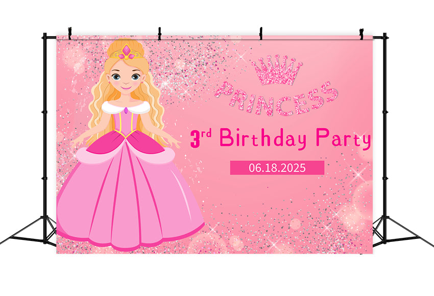 Customized Birthday Backdrop Barbie Glittery Pink Backdrop UK LXX1-206