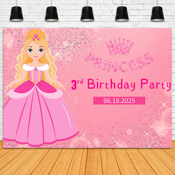 Customized Birthday Backdrop Barbie Glittery Pink Backdrop UK LXX1-206