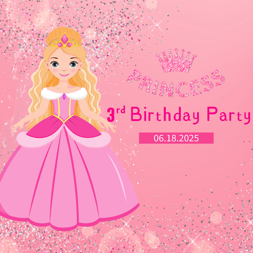 Customized Birthday Backdrop Barbie Glittery Pink Backdrop UK LXX1-206