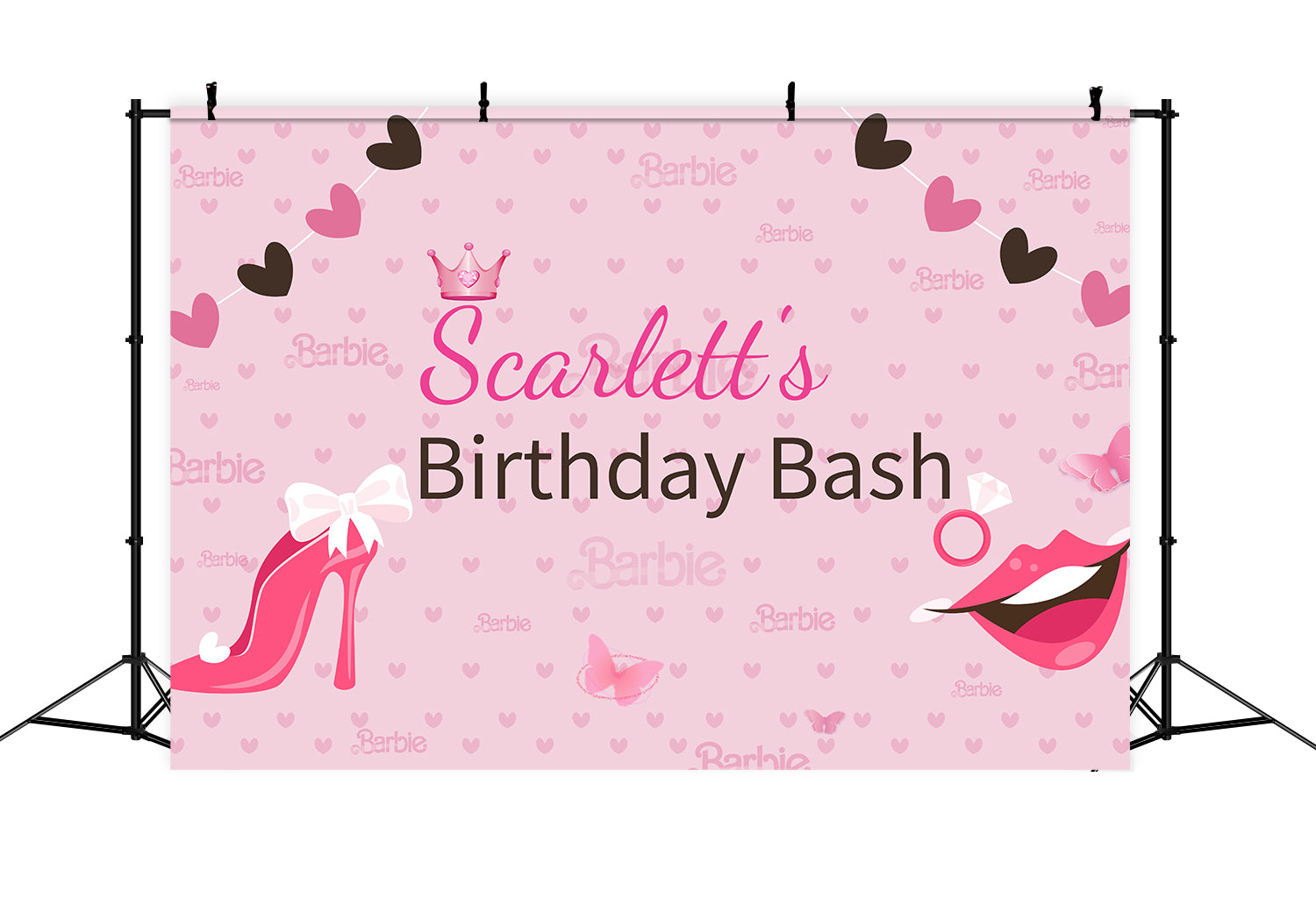 Custom Backdrop Birthday Party Barbie Scarlett Pink Backdrop UK LXX1-207