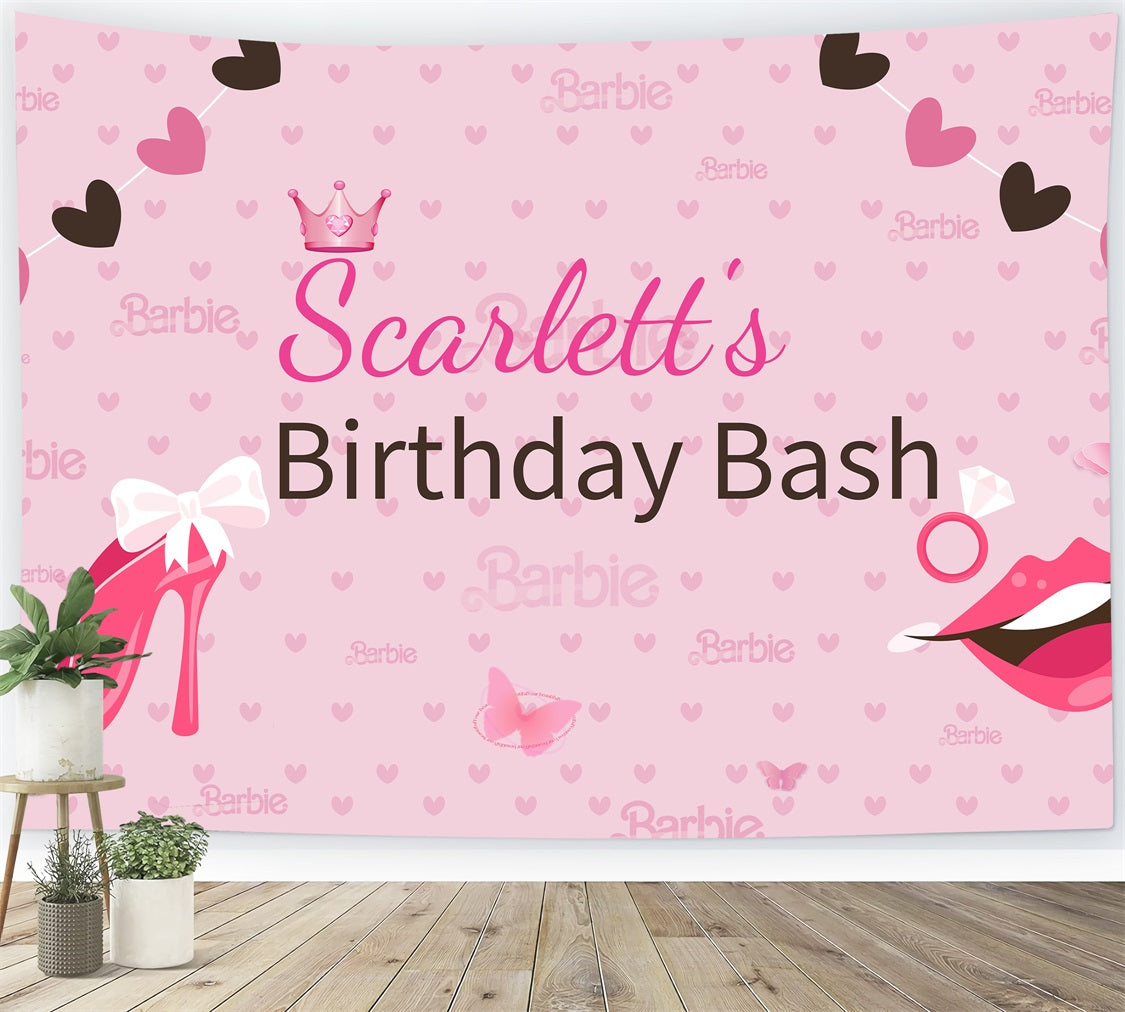 Custom Backdrop Birthday Party Fashion Doll Scarlett Pink Backdrop UK LXX1-207