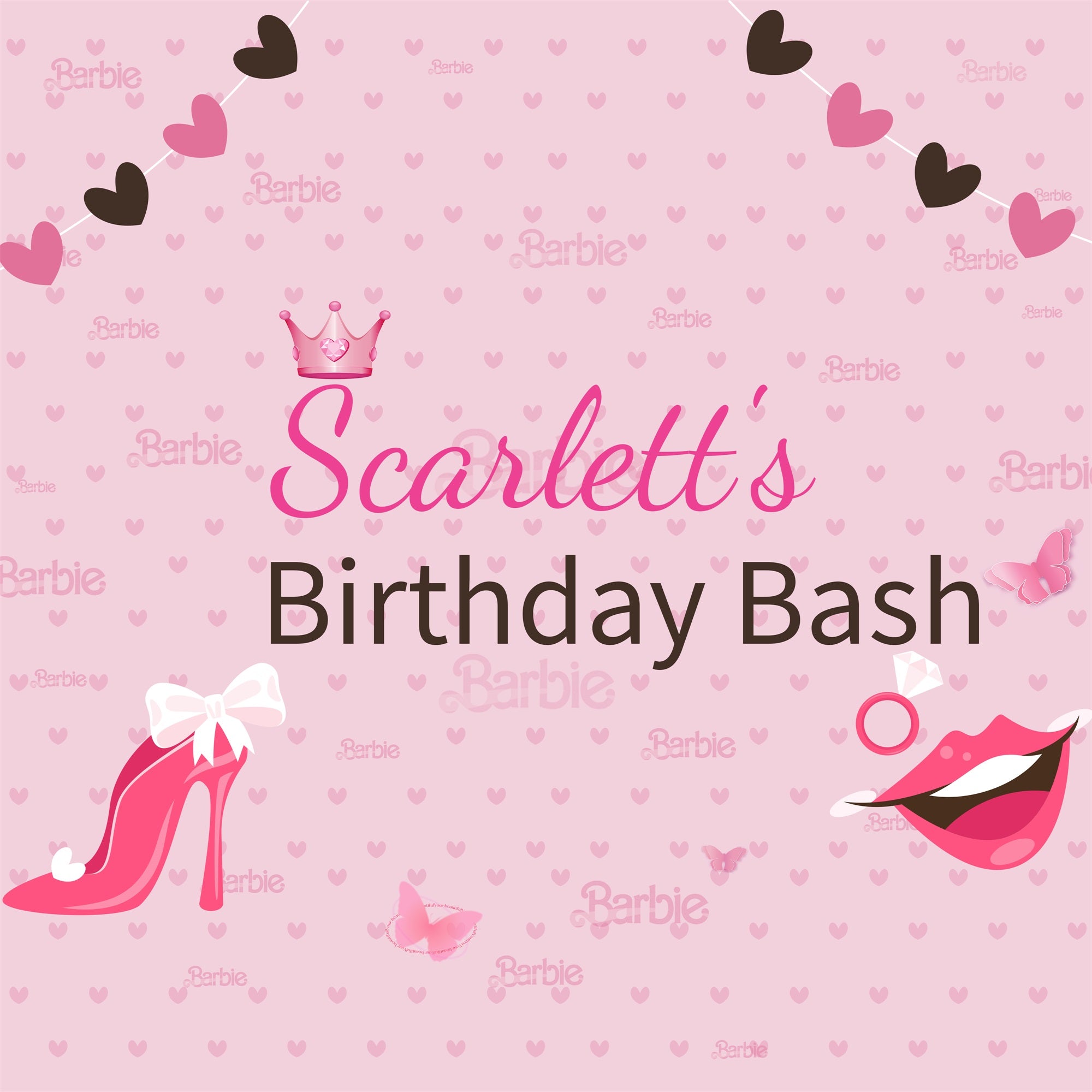 Custom Backdrop Birthday Party Fashion Doll Scarlett Pink Backdrop UK LXX1-207