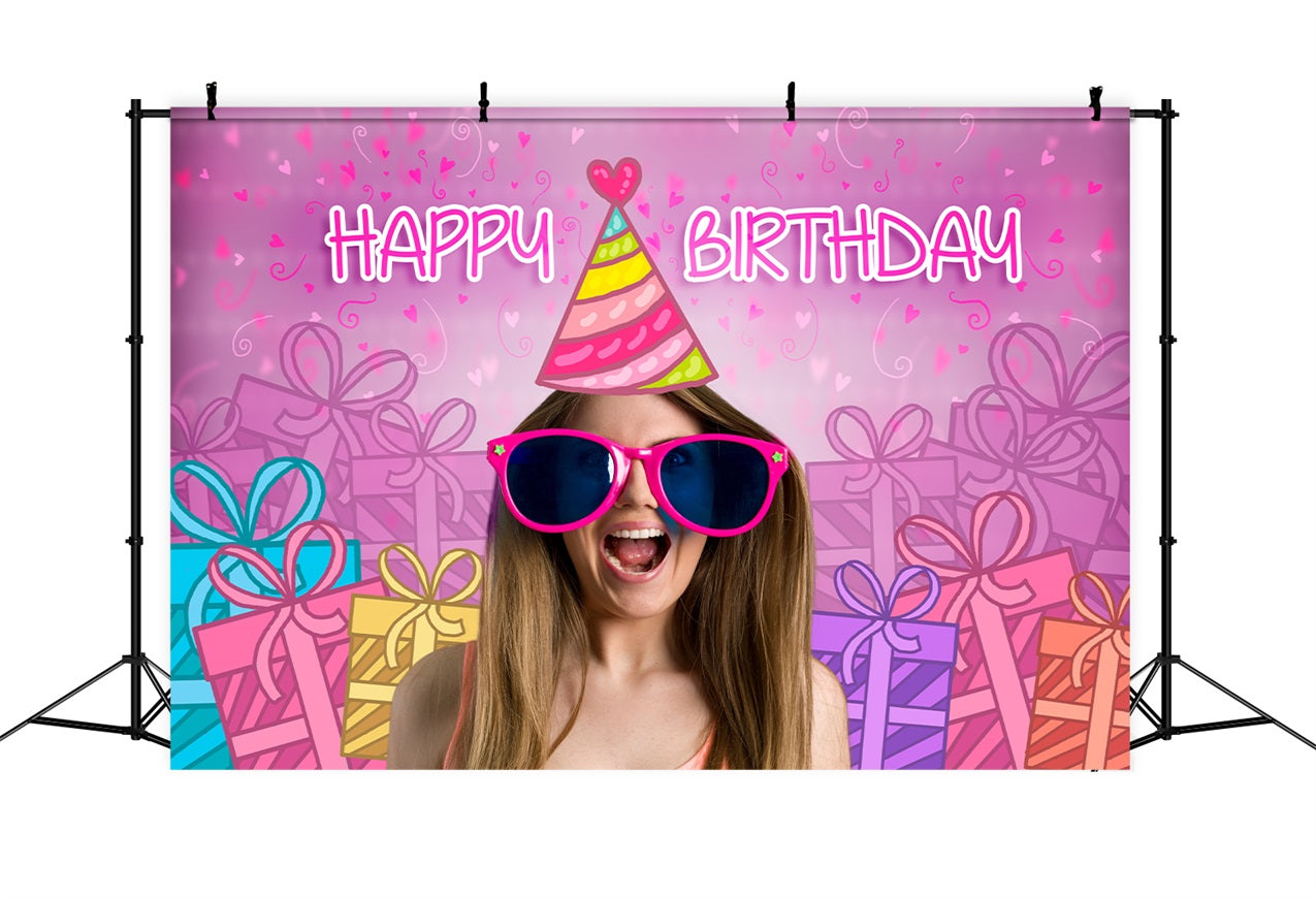 Customize Backdrop Birthday Pink Girl Joy Sunglasses Party Backdrop UK LXX1-209