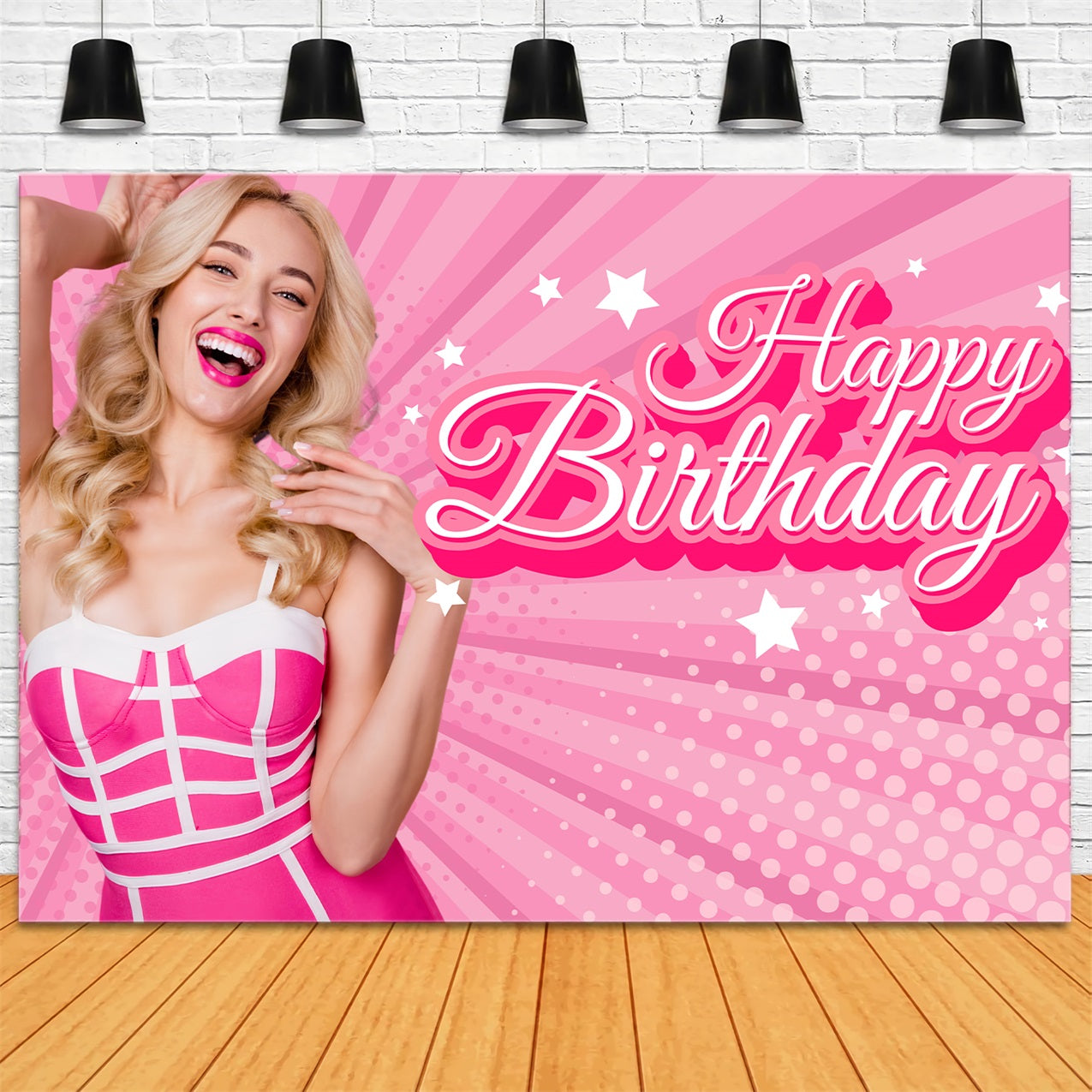 Customize Birthday Backdrop Pink Girl Happy Celebration Backdrop UK LXX1-211