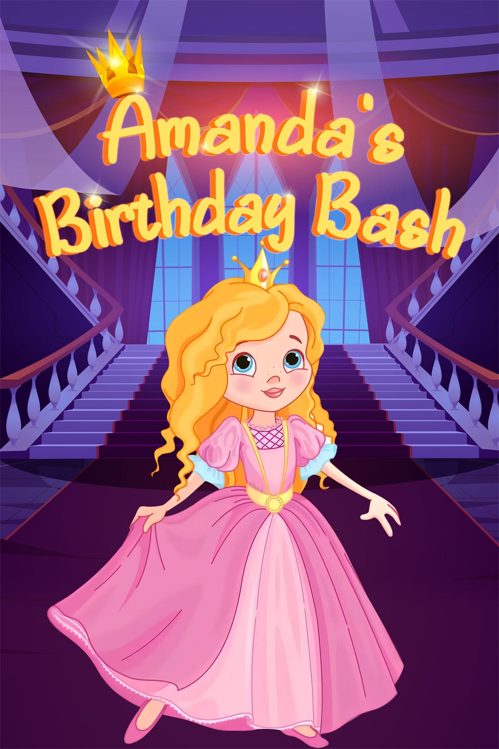 Personalized Birthday Backdrops Pink Girl Amanda Magical Backdrop UK LXX1-215