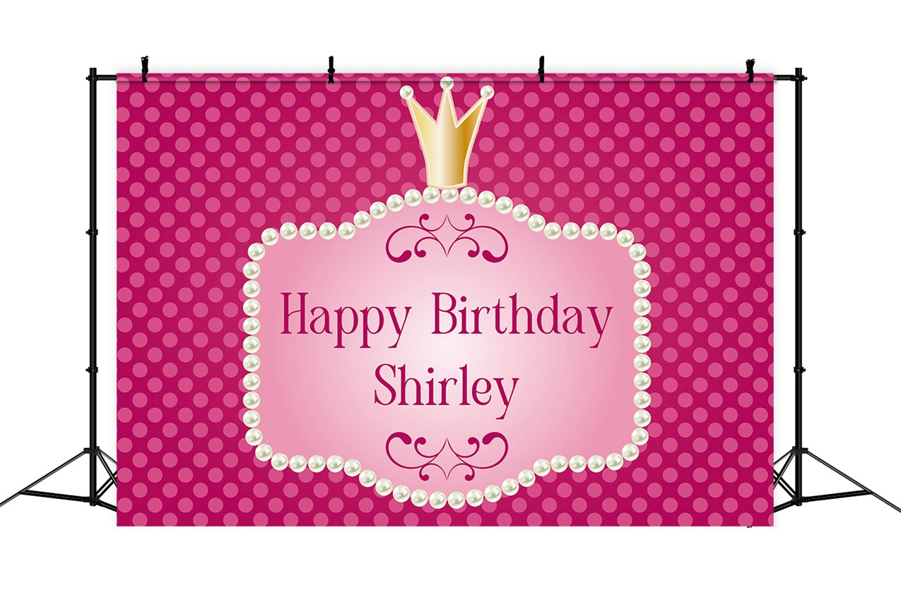 Customized Birthday Backdrop Pearl Crown Celebration Backdrop UK LXX1-216