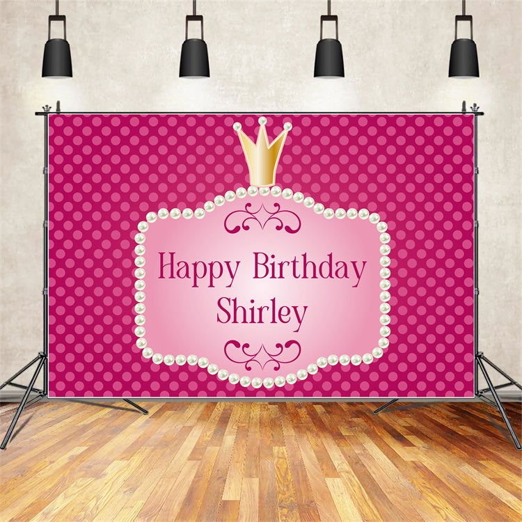 Customized Birthday Backdrop Pearl Crown Celebration Backdrop UK LXX1-216