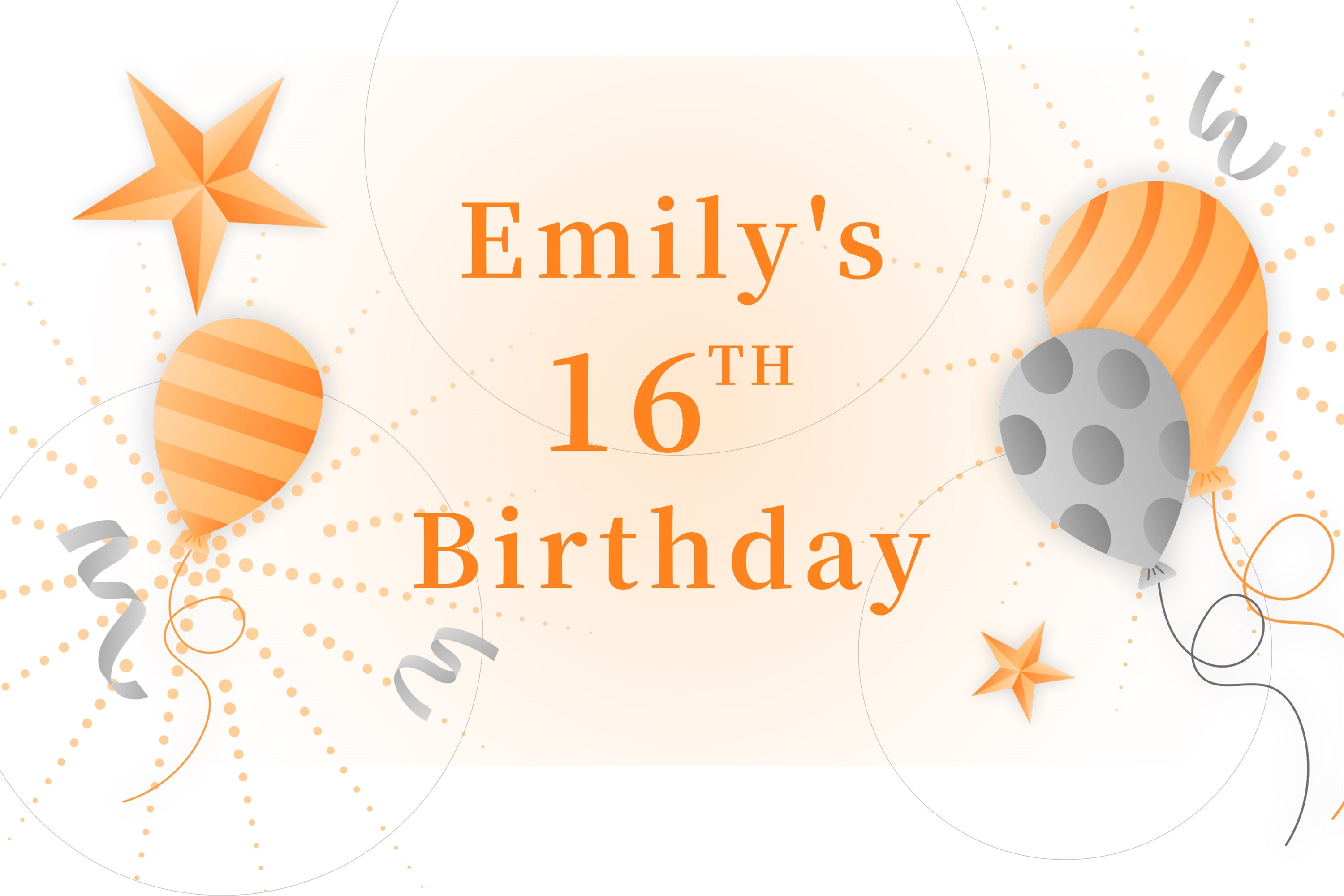 Custom Birthday Backdrops 16th Orange Star Balloon Backdrop UK LXX1-218