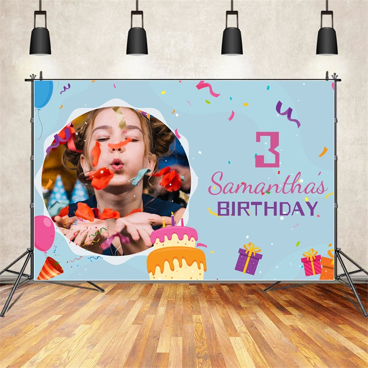 Custom Birthday Backdrop Cake Confetti Celebration Backdrop UK LXX1-219