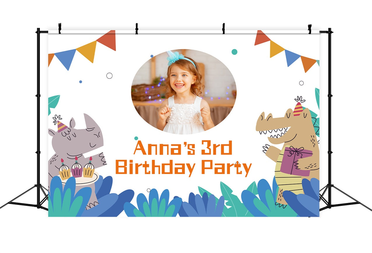 Personalized Birthday Backdrop 3rd Fun Animal Party Backdrop UK LXX1-220