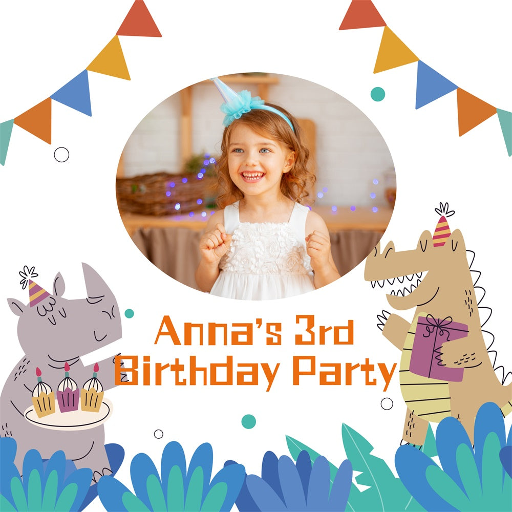 Personalized Birthday Backdrop 3rd Fun Animal Party Backdrop UK LXX1-220