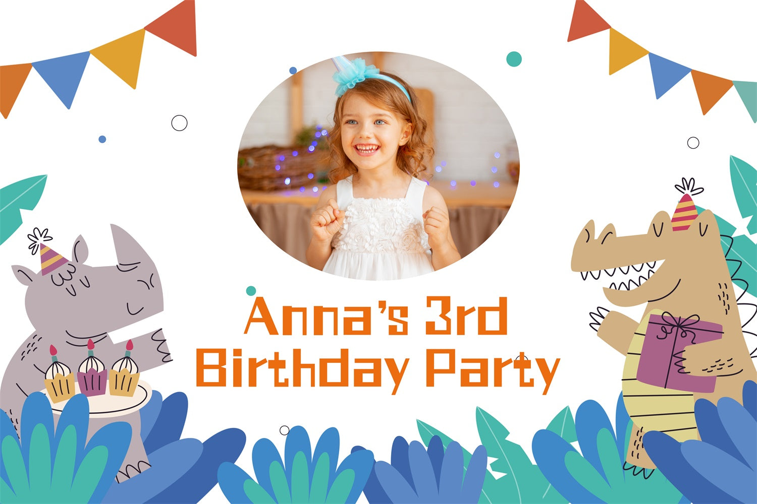 Personalized Birthday Backdrop 3rd Fun Animal Party Backdrop UK LXX1-220