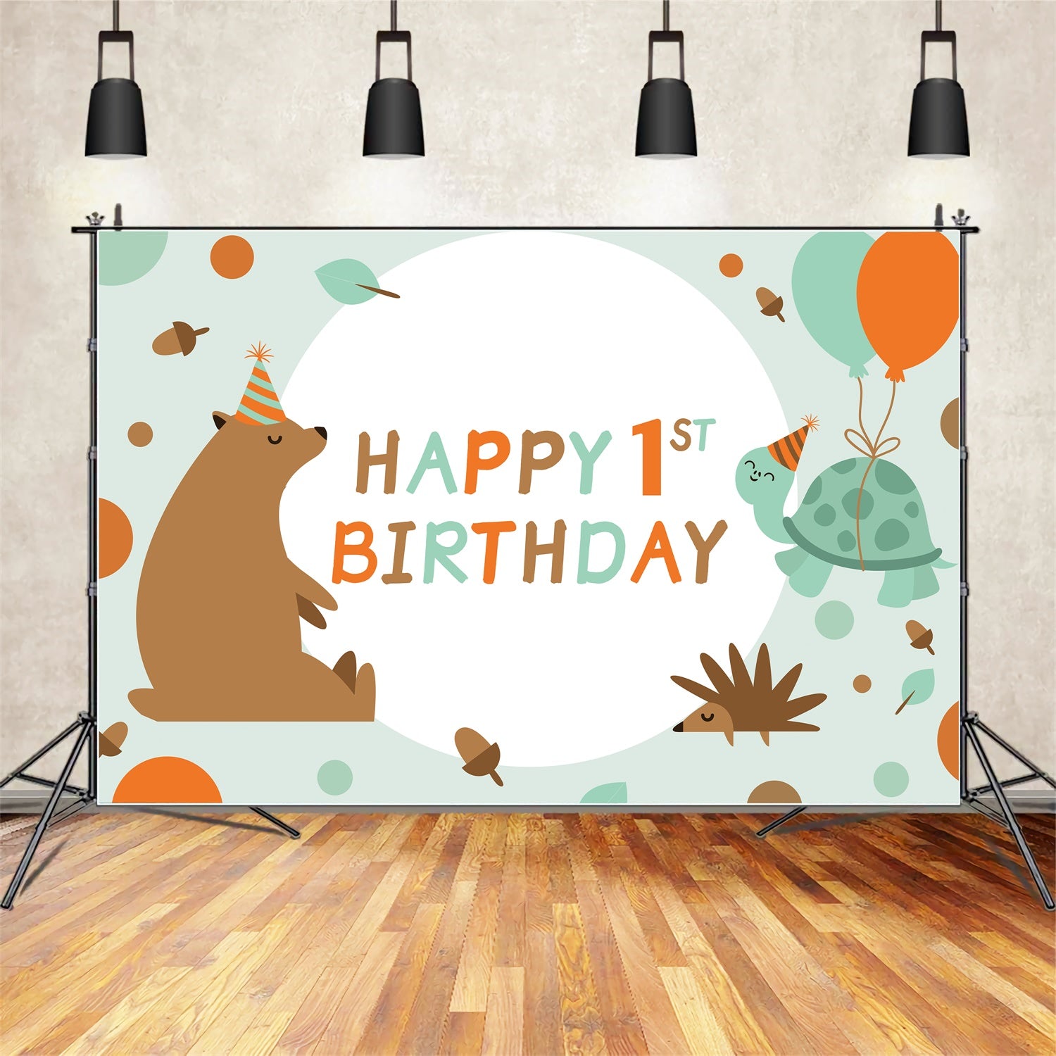 Personalized Birthday Backdrops 1st Cute Forest Animals Backdrop UK LXX1-222