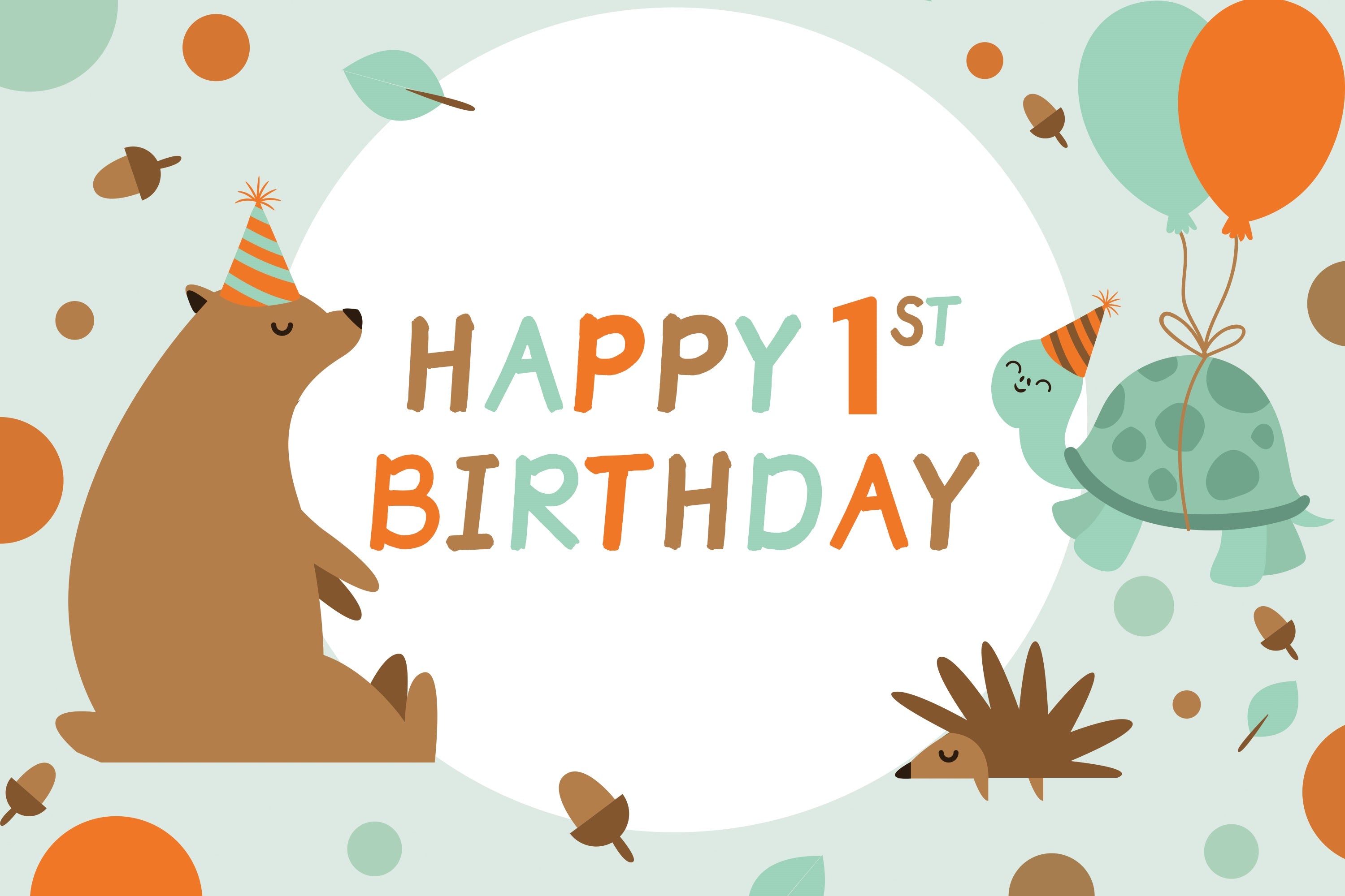 Personalized Birthday Backdrops 1st Cute Forest Animals Backdrop UK LXX1-222