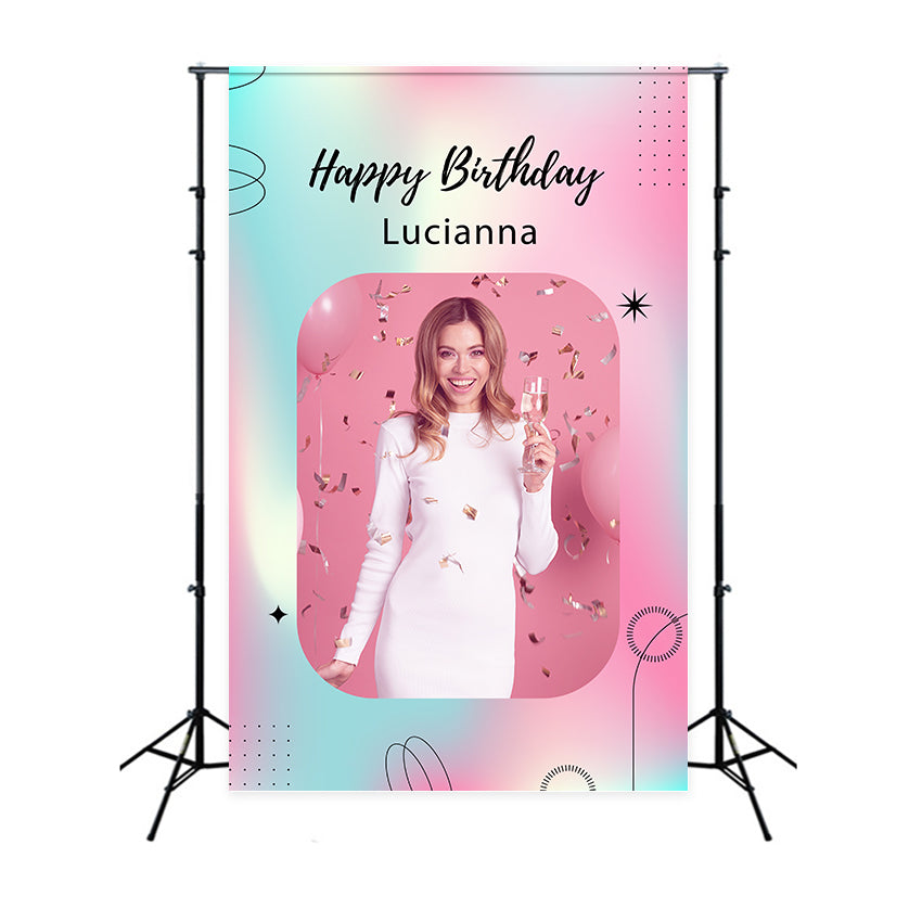 Customized Backdrop For Birthday Stylish Pink Confetti Backdrop UK LXX1-223