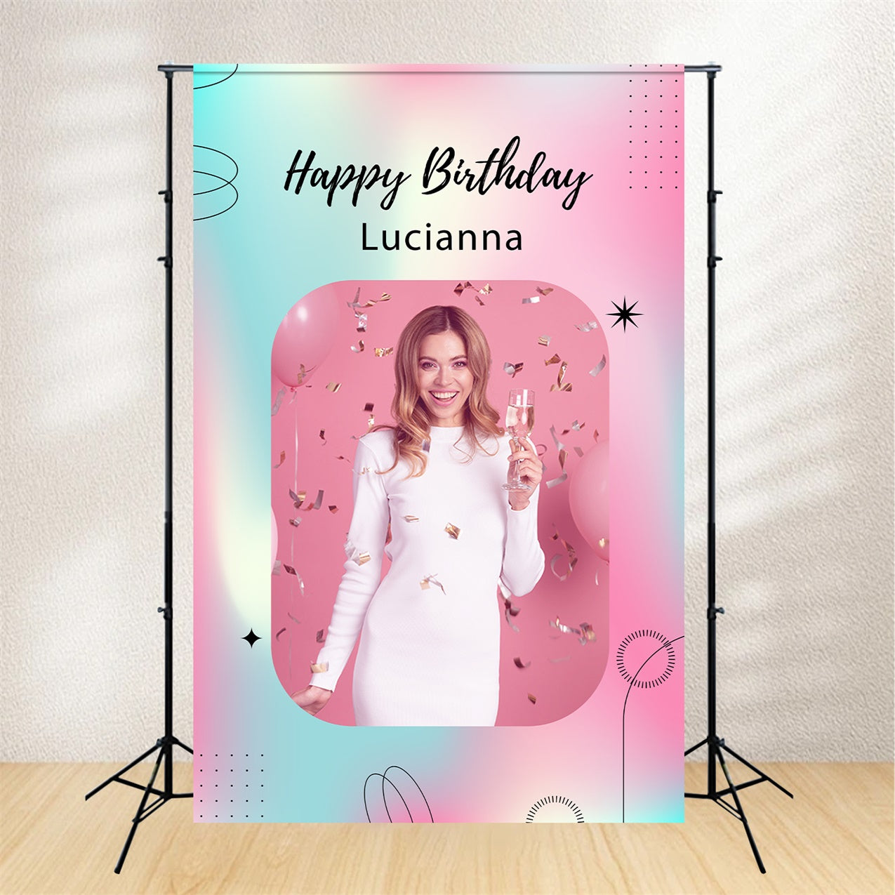 Customized Backdrop For Birthday Stylish Pink Confetti Backdrop UK LXX1-223