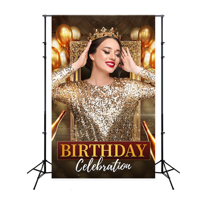 Custom Birthday Backdrops Glittering Golden Balloons Backdrop UK LXX1-229