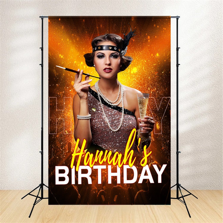 Custom Birthday Backdrop Vintage Glamour Celebration Backdrop UK LXX1-231