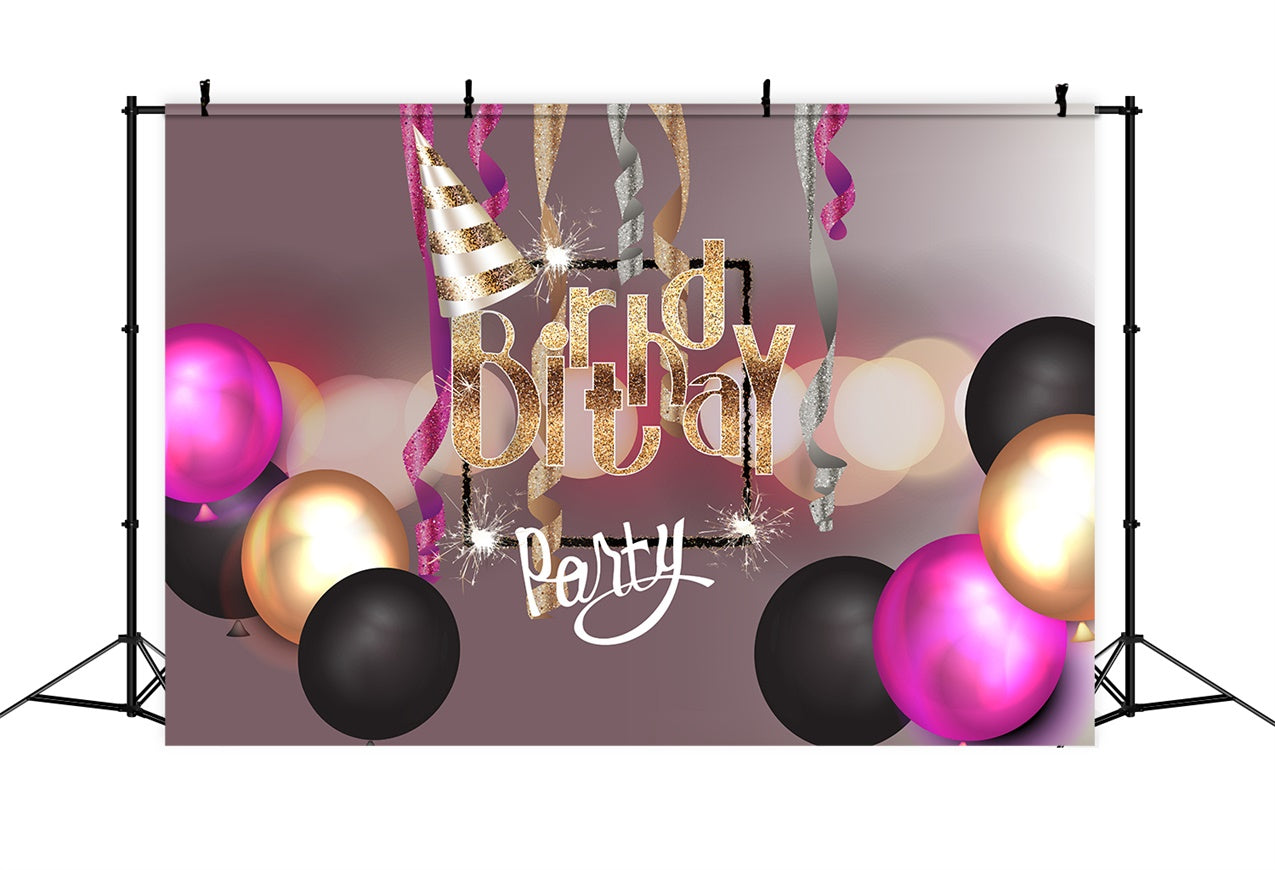 Personalized Birthday Backdrop Party Glam Sparkling Balloon Backdrop UK LXX1-236