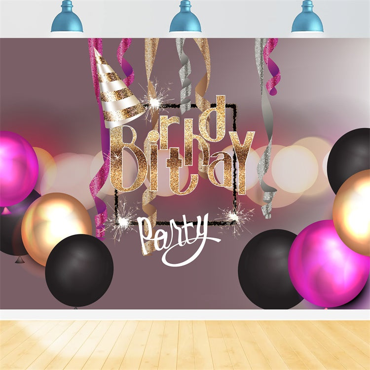 Personalized Birthday Backdrop Party Glam Sparkling Balloon Backdrop UK LXX1-236