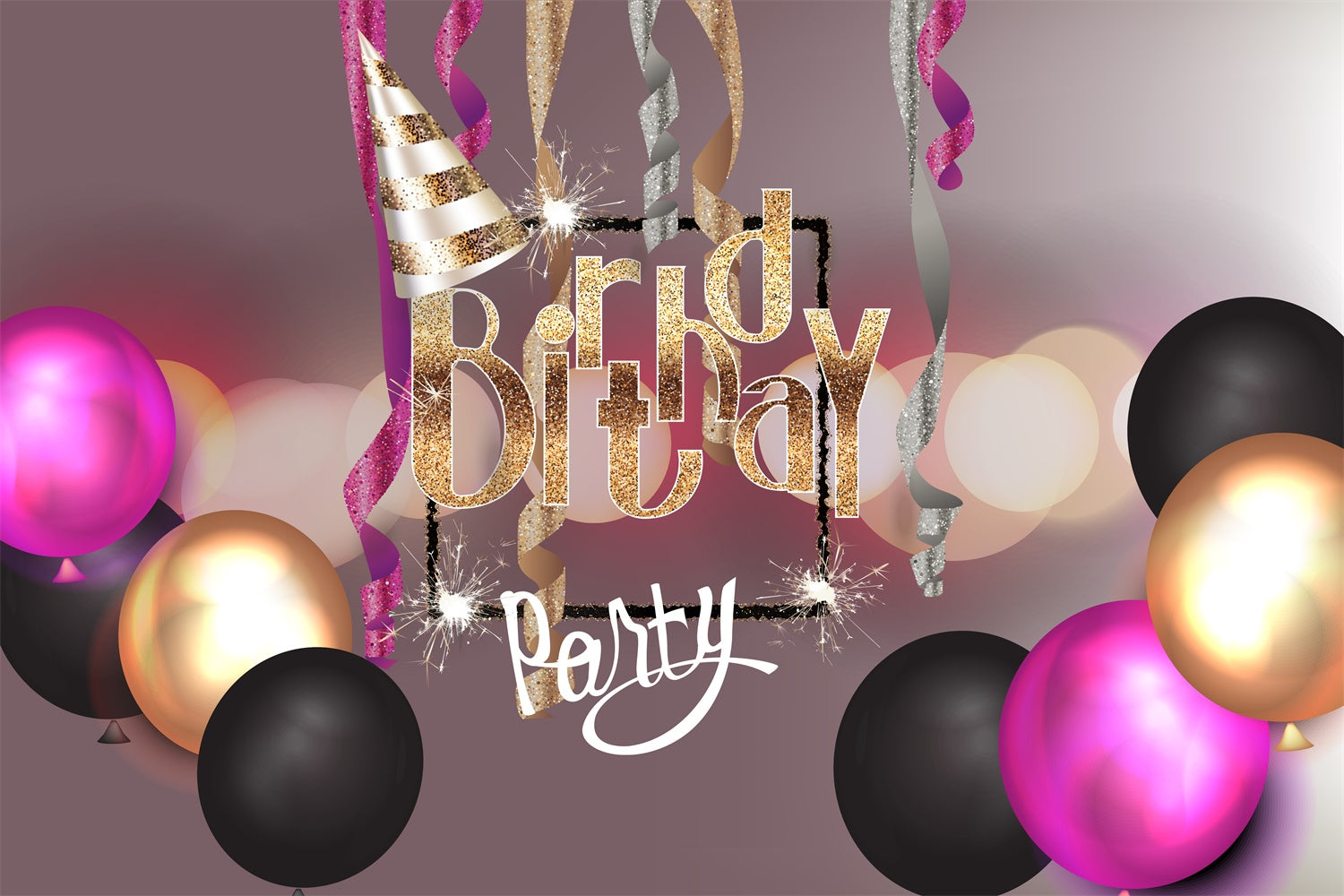 Personalized Birthday Backdrop Party Glam Sparkling Balloon Backdrop UK LXX1-236