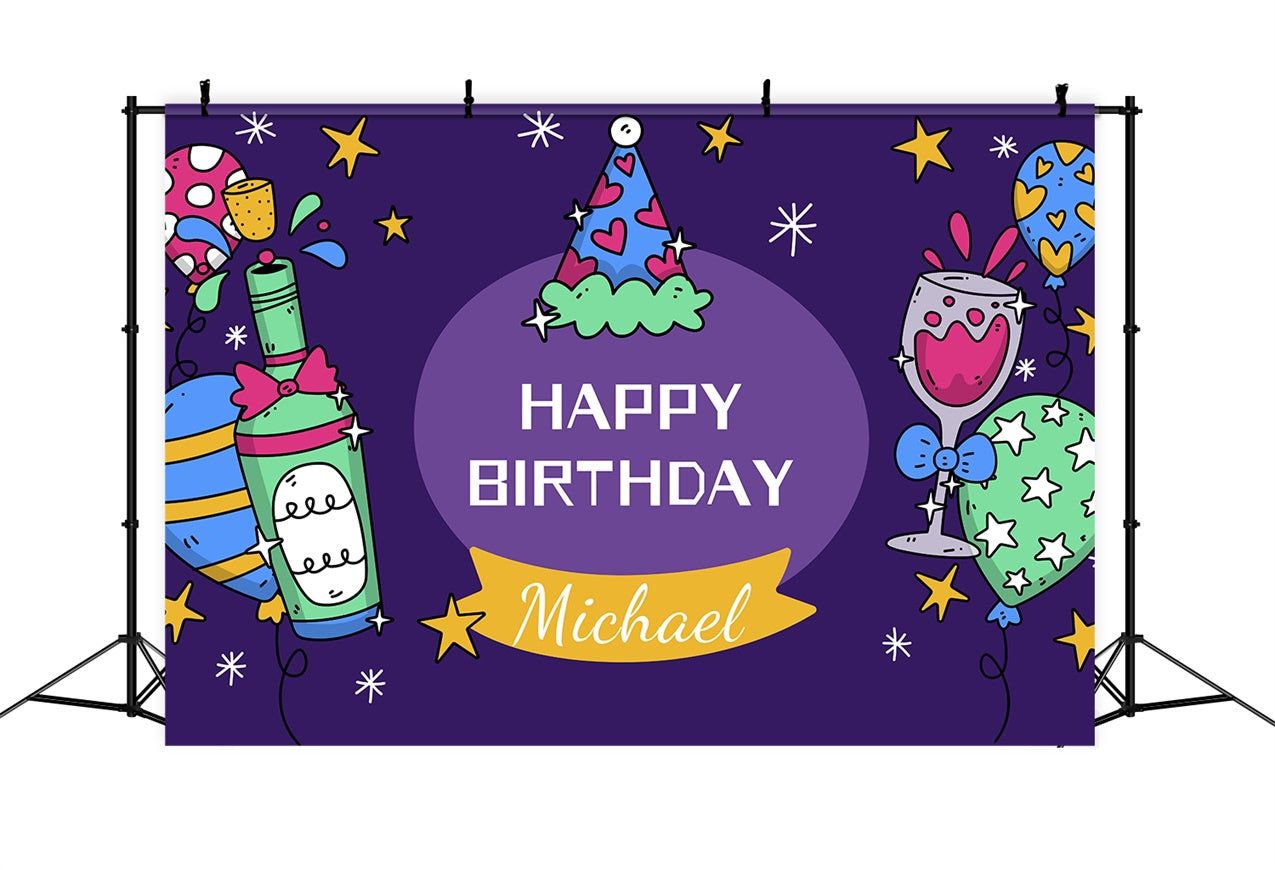 Custom Birthday Backdrop Colorful Balloons Wine Party Backdrop UK LXX1-237