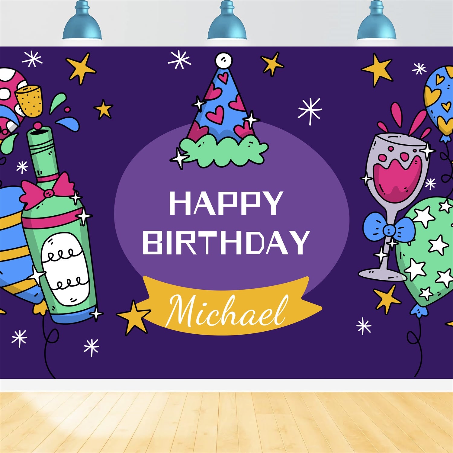 Custom Birthday Backdrop Colorful Balloons Wine Party Backdrop UK LXX1-237