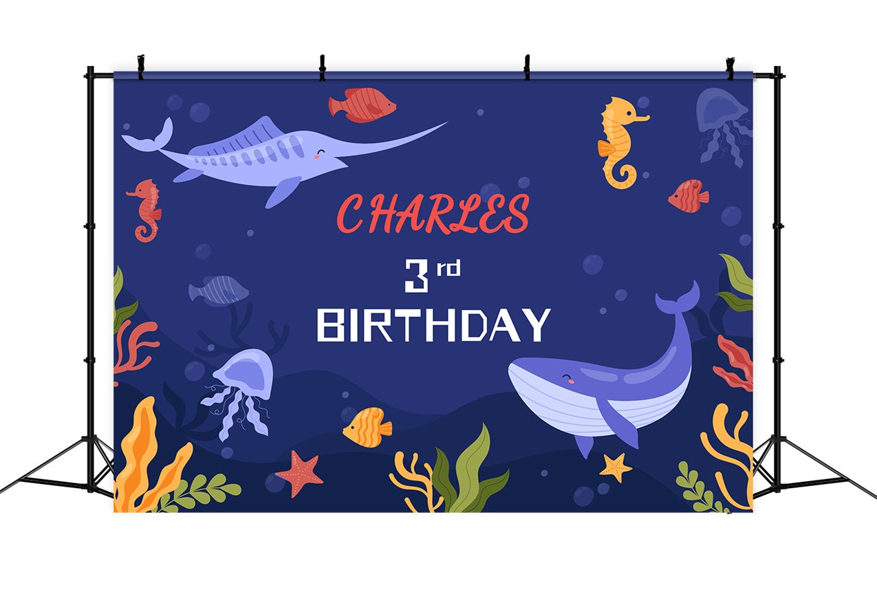 Personalized Backdrop For Birthday 3rd Ocean Party Backdrop UK LXX1-238