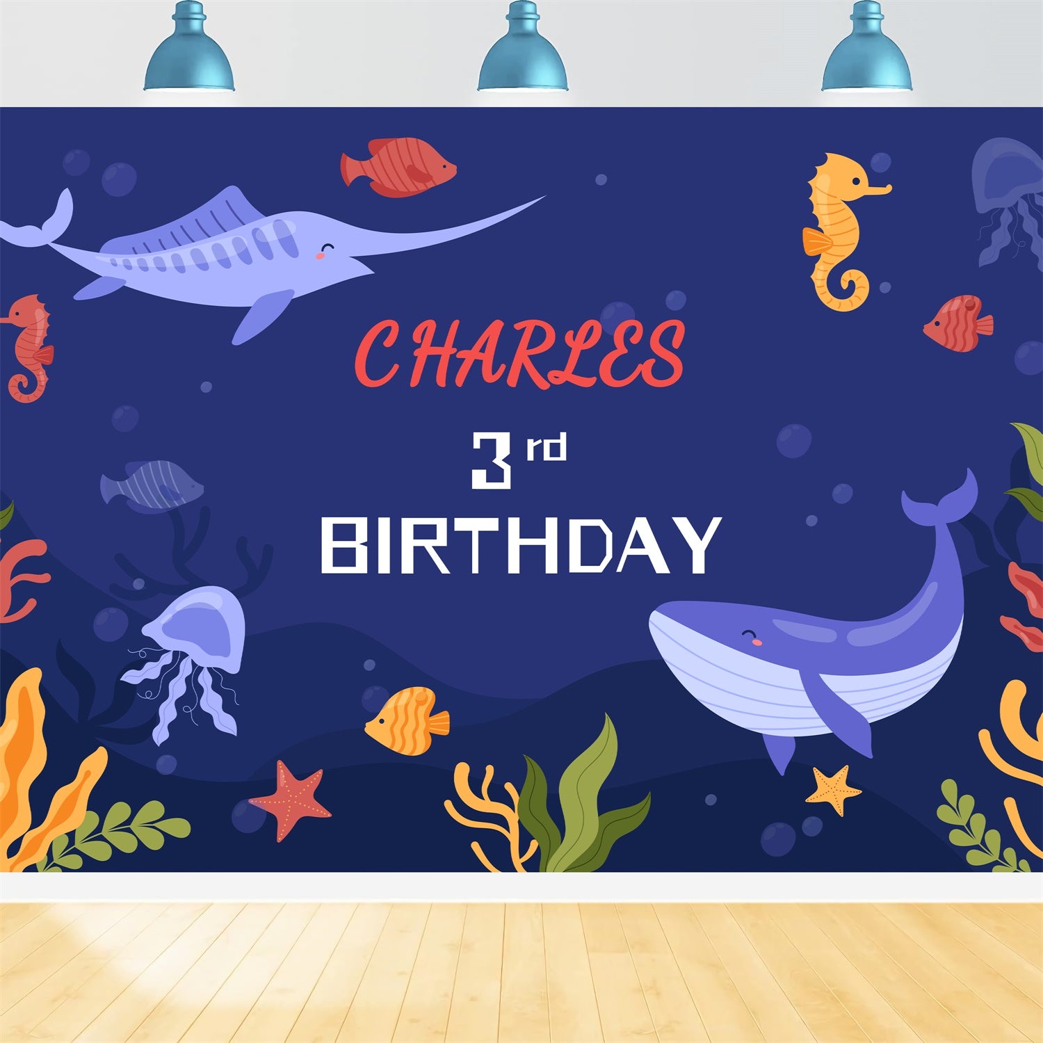 Personalized Backdrop For Birthday 3rd Ocean Party Backdrop UK LXX1-238