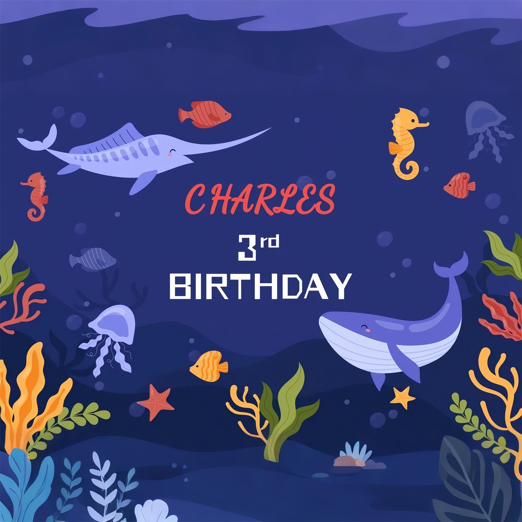 Personalized Backdrop For Birthday 3rd Ocean Party Backdrop UK LXX1-238