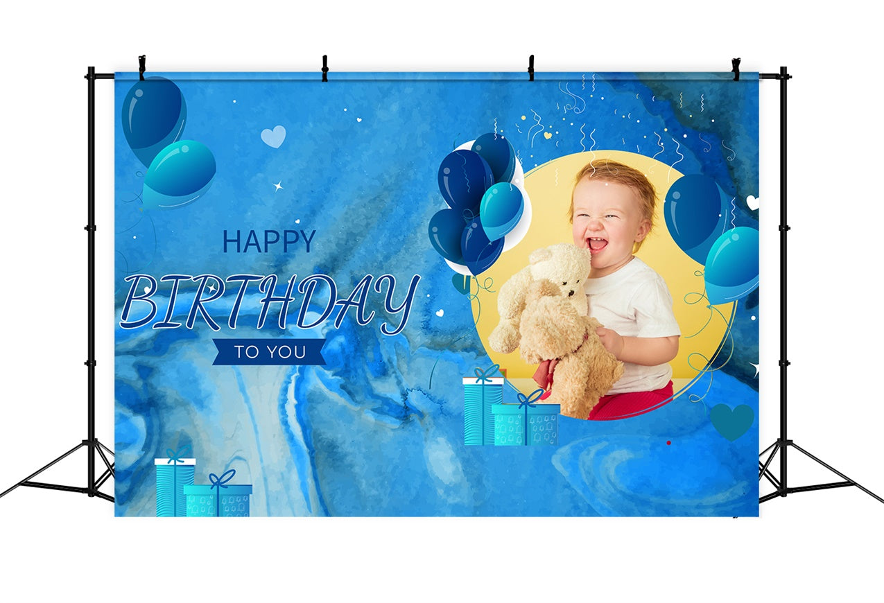 Personalized Birthday Backdrop Blue-Themed Baby Design Backdrop UK LXX1-239