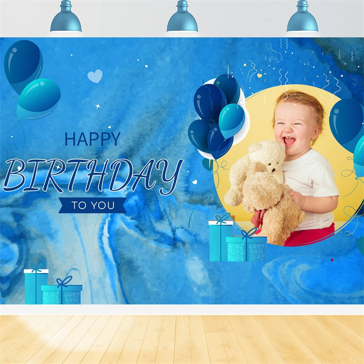 Personalized Birthday Backdrop Blue-Themed Baby Design Backdrop UK LXX1-239