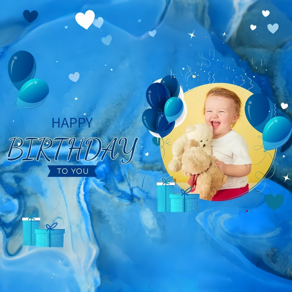 Personalized Birthday Backdrop Blue-Themed Baby Design Backdrop UK LXX1-239