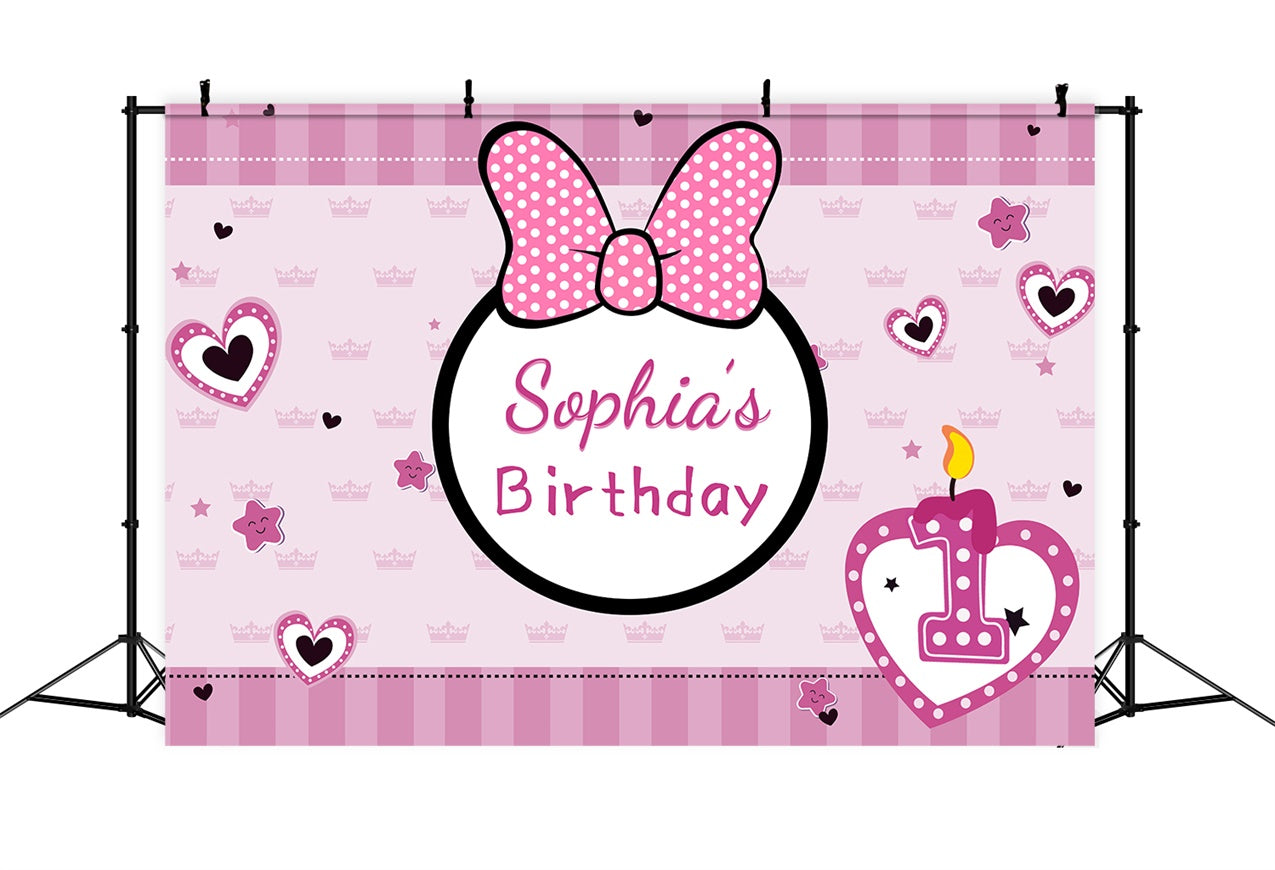 Personalized Backdrop Birthday 1st Pink Bow Celebration Backdrop UK LXX1-248