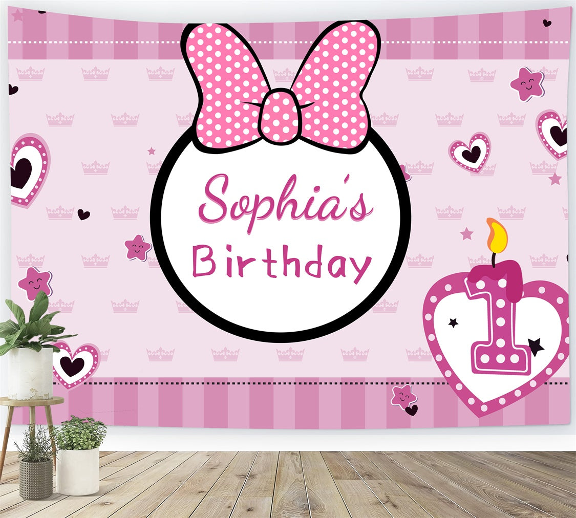 Personalized Backdrop Birthday 1st Pink Bow Celebration Backdrop UK LXX1-248