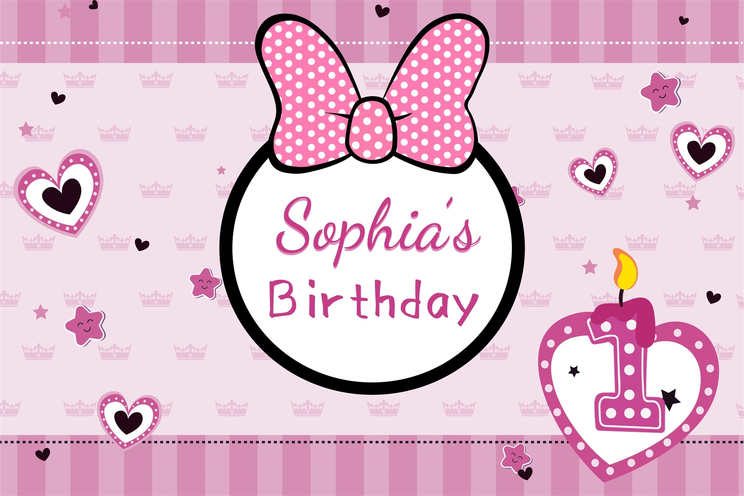 Personalized Backdrop Birthday 1st Pink Bow Celebration Backdrop UK LXX1-248