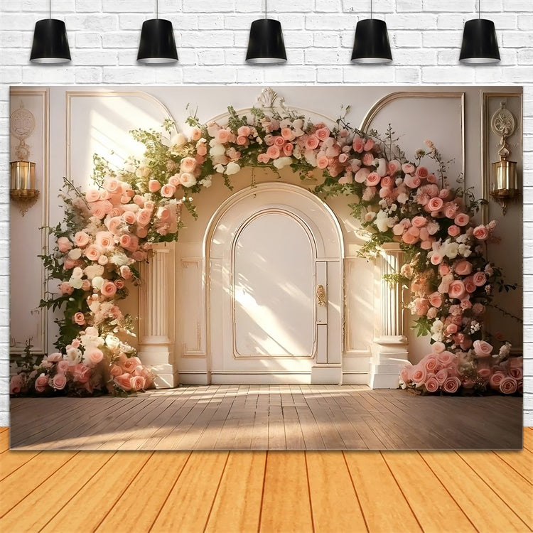 Pet Photography Backdrop Soft Blush Floral Arch Backdrop UK LXX1-253